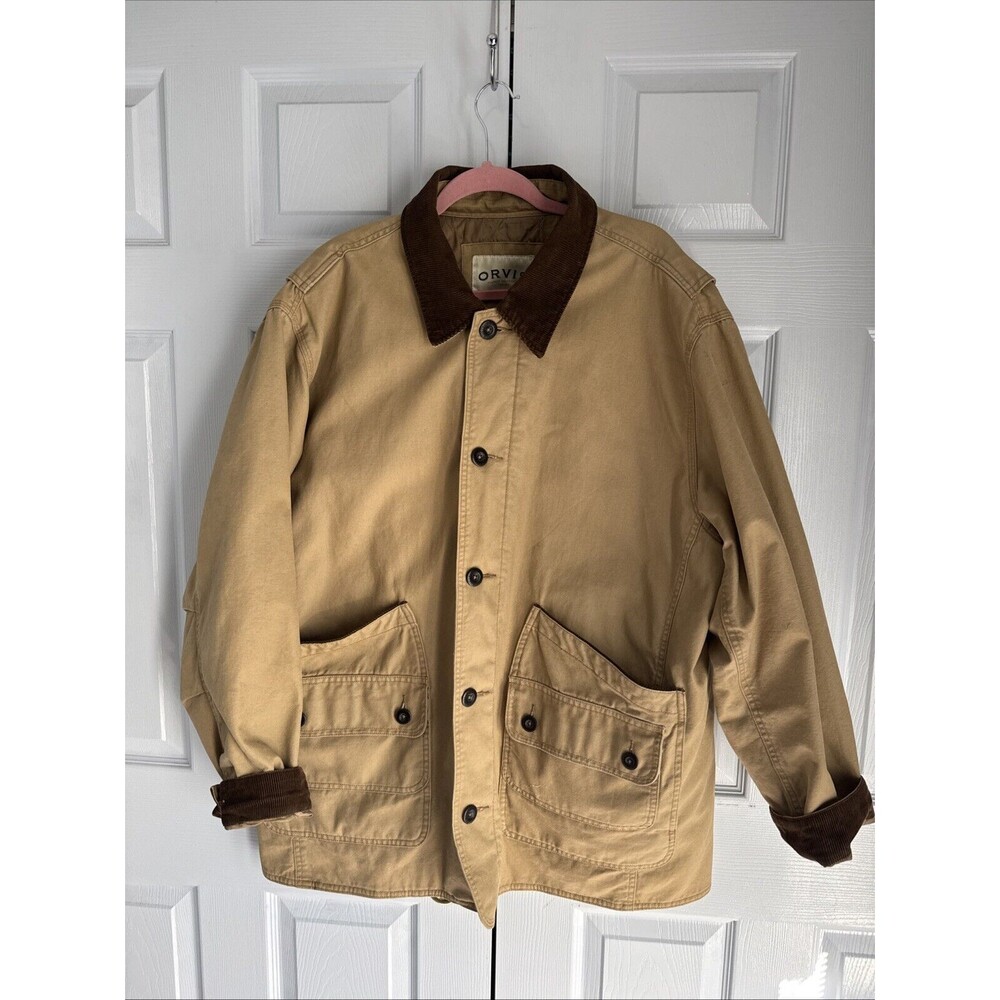 Beige Quilted Chore Barn Coat XXL Heritage Corduroy Collar Orvis Jacket‎ Men